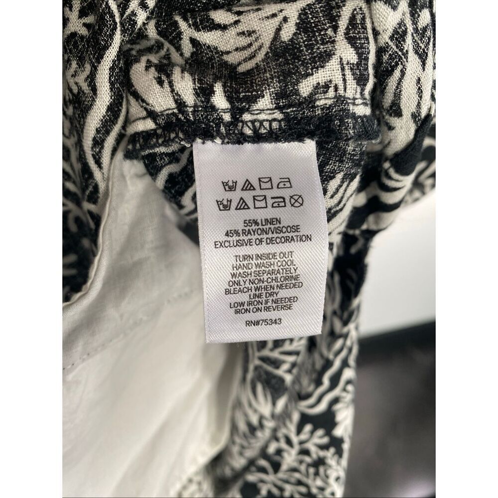 Martha Stewart Kaftan Dress Beach Cover-Up Size S Black & White Linen Blend - Picture 11 of 12